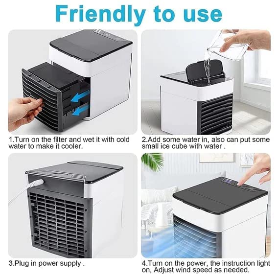 Mini Portable Air Cooler Personal Space Cooler Easy To Fill Water And Mood Led Light And Portable Air Conditioner Device Cool Any Space Like Home Office