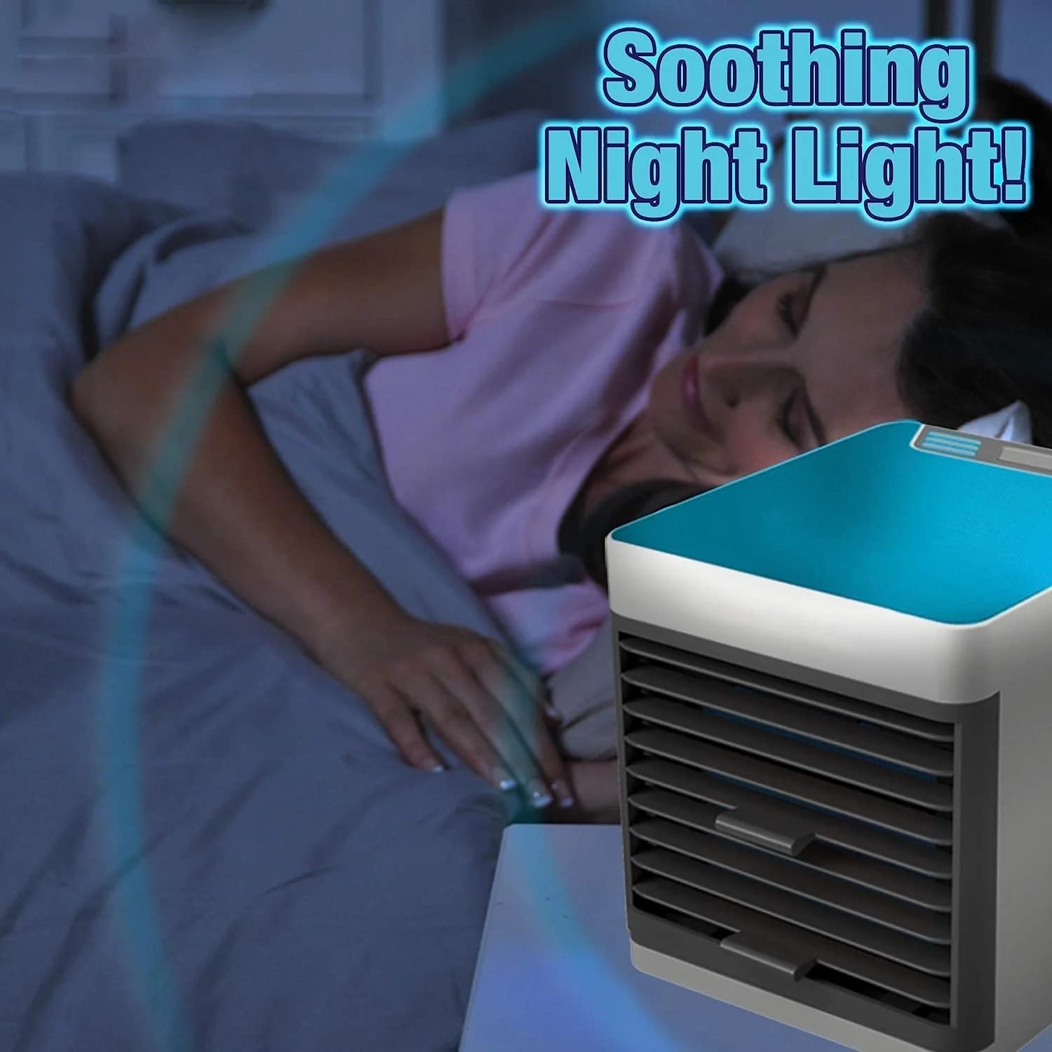 Mini Portable Air Cooler Personal Space Cooler Easy To Fill Water And Mood Led Light And Portable Air Conditioner Device Cool Any Space Like Home Office